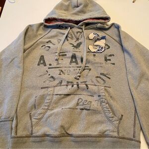 American Eagle Outfitters Gray Graphic Hoodie heavyweight